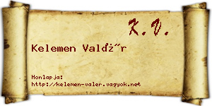 Kelemen Valér névjegykártya
